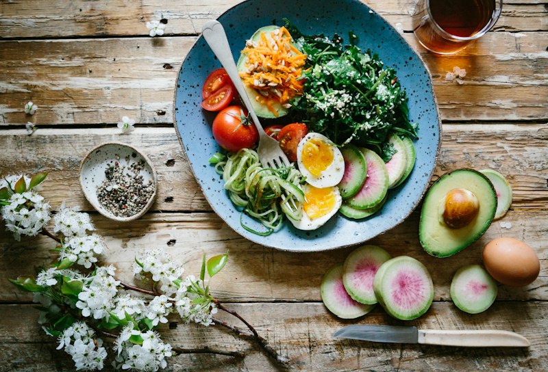 Colorful healthy breakfast spread